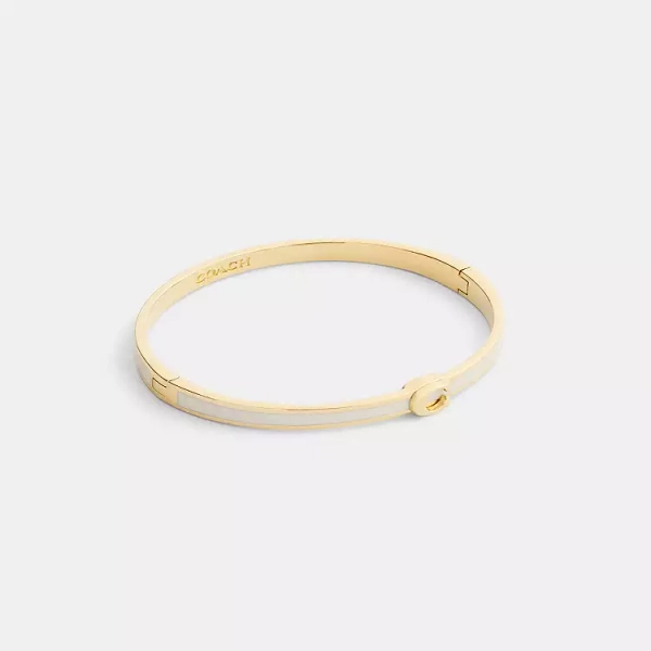 Thin Enamel Signature Hinged Bangle | Jewelry | Coach | COACH®