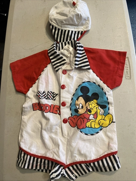Vintage Disney Kids Mickey Mouse Pluto One Piece Size 18 Months