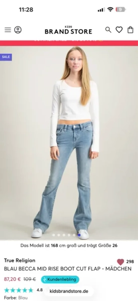 True Religion BLAU BECCA MID RISE BOOT CUT FLAP