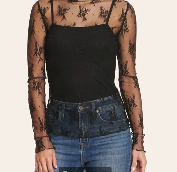 Blue B Black Long Sleeve Lace Top | Cavender's