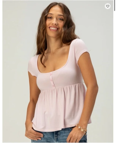 RSQ Womens Henley Babydoll Top - pink