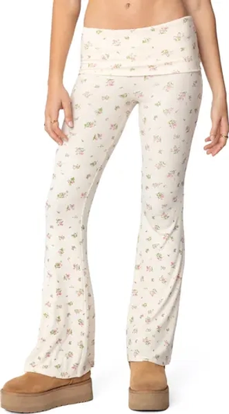 Bloom Baby Floral Foldover Waist Rib Pants