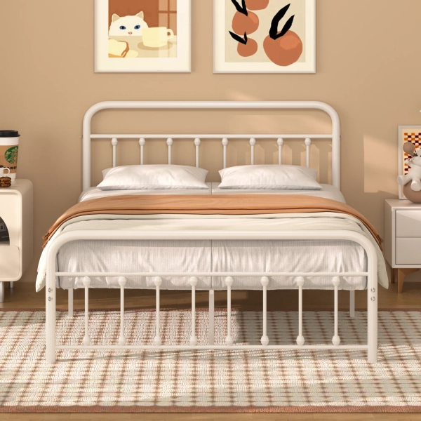 Trent Austin Design® Kempst Metal Bed Mattress Foundation with Headboard No Box Spring Needed & Reviews | Wayfair