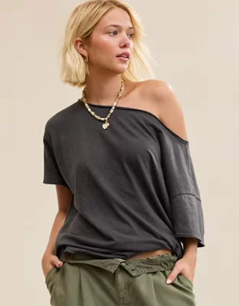 Aerie Off The Shoulder Oversized Boyfriend T-Shirt
