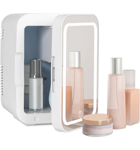 Mini Refrigerator Makeup Fridge with Mirrored Door