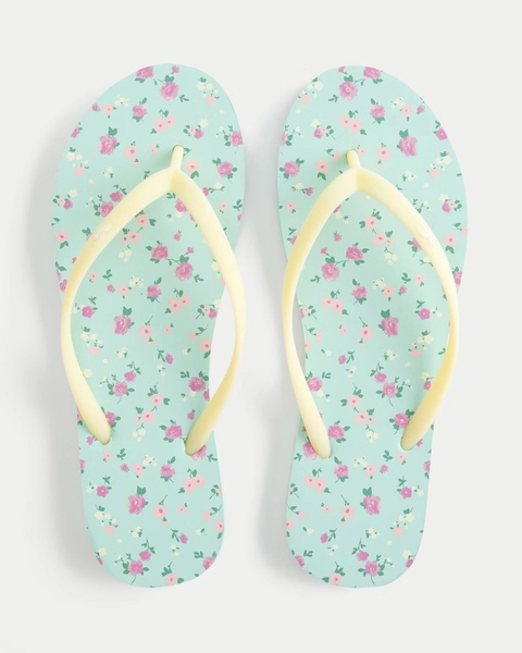 Patterned Rubber Flip Flops