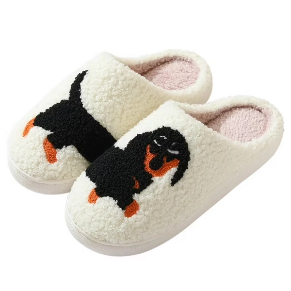 BERANMEY Cute Animal Puppy Butterfly Dogs Slippers for Women Perfect Soft Plush Comfy Warm Slip-On Slippers fo Women Indoor Fluffy House Slippers for Women and Men Non-slip Fuzzy Flat Slides