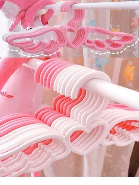 1/5/10/20PCS Pink Coat Hanger, White Drying Coat Hanger, Wardrobe Storage Coat Hanger, Love Angel Coat Hanger, Large Size Indoor And Outdoor Coat Hanger, - Size Blue