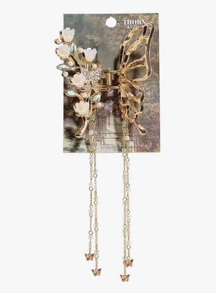 Thorn & Fable Floral Butterfly Claw Hair Clip
