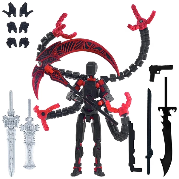 T13 Action Figure Set Clearance! 6 Inch Titan 13 Action Figure Collection, 3D Printed Multi-Jointed, Titan 13 Action Figures, for Office Desks and Birthday Cake Decorations (Red)