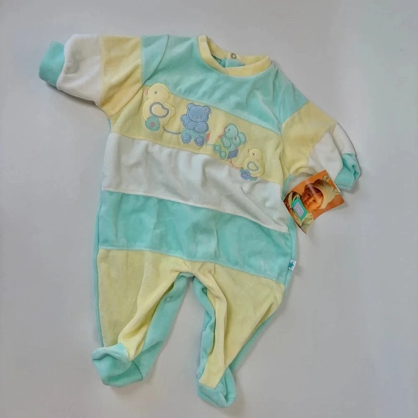 VTG NWT Adorable Unisex Baby 9 mos Little Me Mint Teal Pastel Velour Playwear