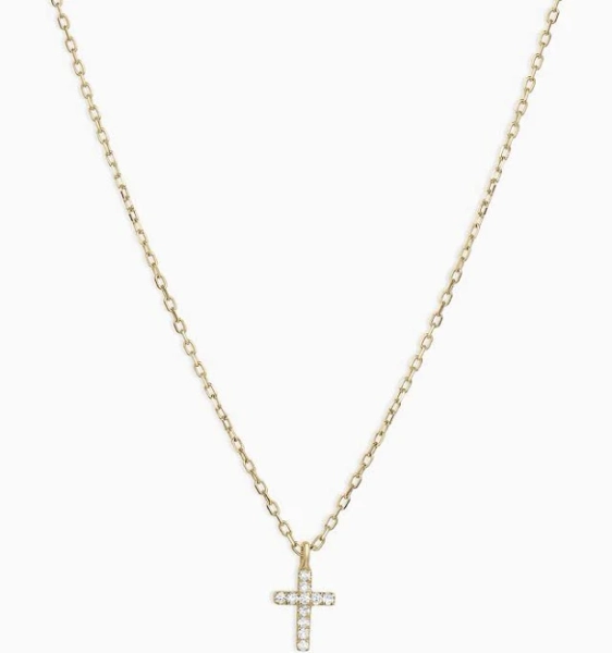 Gorjana 14K White Gold Diamond Cross Necklace