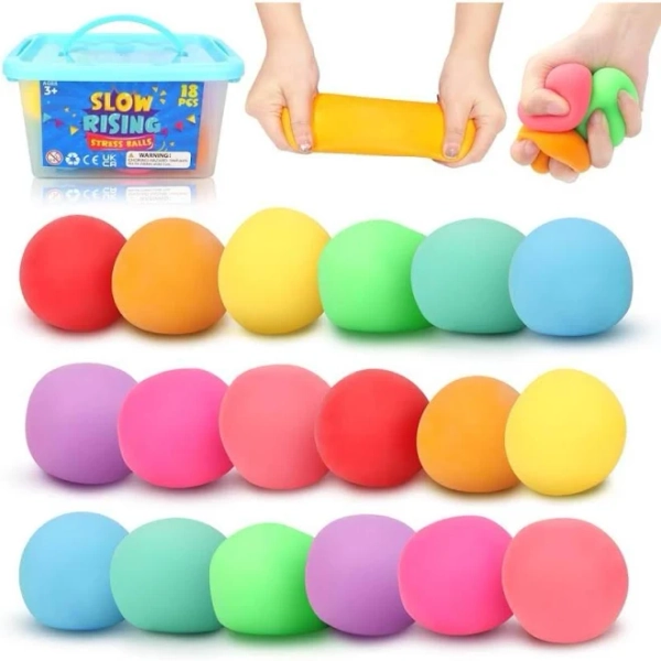 Squishy Stress Balls Fidget Toys: 18 Pack Mini Stress Balls For Kids,Adults-ADHD Tools Sensory Fidget Toys-Quiet Fidgets For Anxiety Office Classroom
