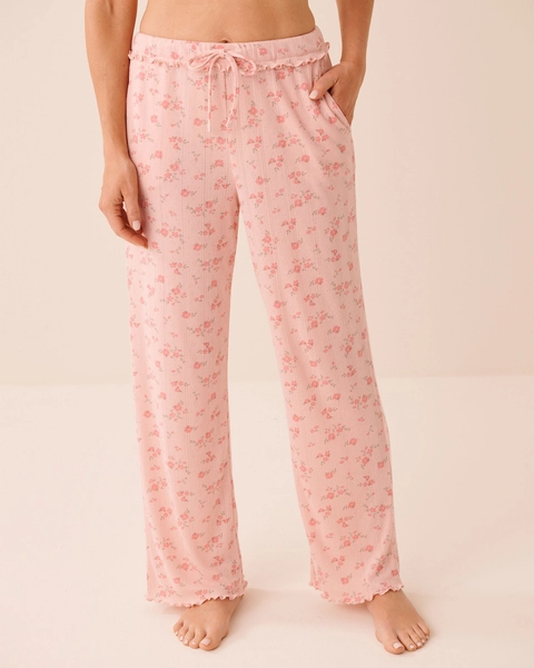Pantalon de pyjama en pointelle à volants et imprimé floral - TP