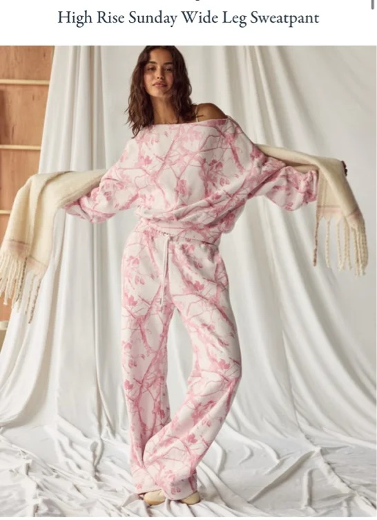 High Rise Sunday Wide Leg Sweatpant
