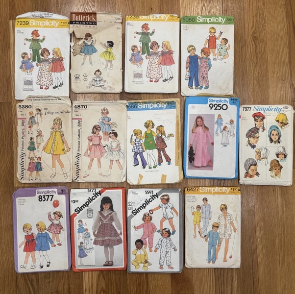 Vintage Patterns 13 Simplicity Butterick 60s, 70s, 80s Children’s Clothes