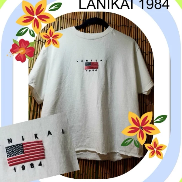 Brand New Brandy Melville Lanikai Hawaii Embroiderd Flag Alina T-Shirt