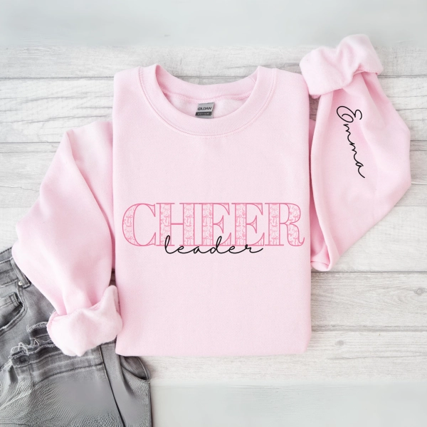 Custom Cheer Shirt, Personalized Cheerleader Sweatshirt, Coquette Cheer Squad Shirt, Cheerleader Gift, Cheer Spirit Shirt, Cheer Team Gifts