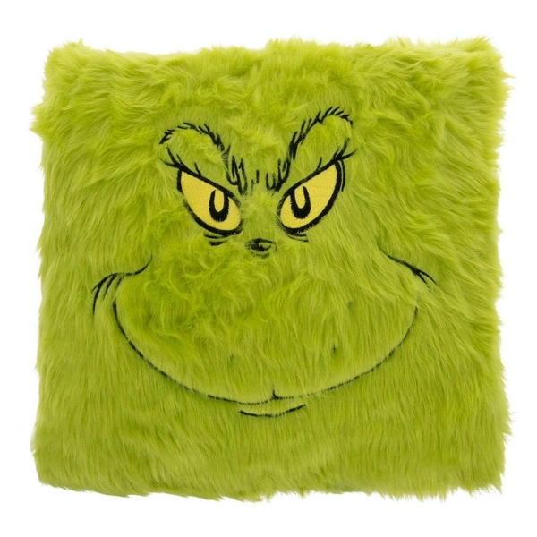 Green Faux Fur Grinch Face Pillow
