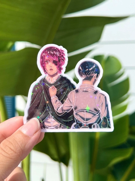 Hange Zoë & Levi Ackerman | Attack on Titan Sticker | Available in Gloss or Holographic Laminate