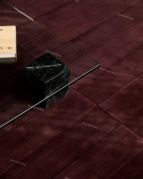Hand Tufted Deep Wine  Wool Rug  |  Modern Solid Burgundy Area Carpet |Elegant Living Room ,Bedroom  Rug