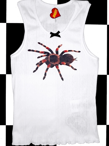 SWEET LORD O'MIGHTY! TARANTULA POINTELLE CAMI IN WHITE