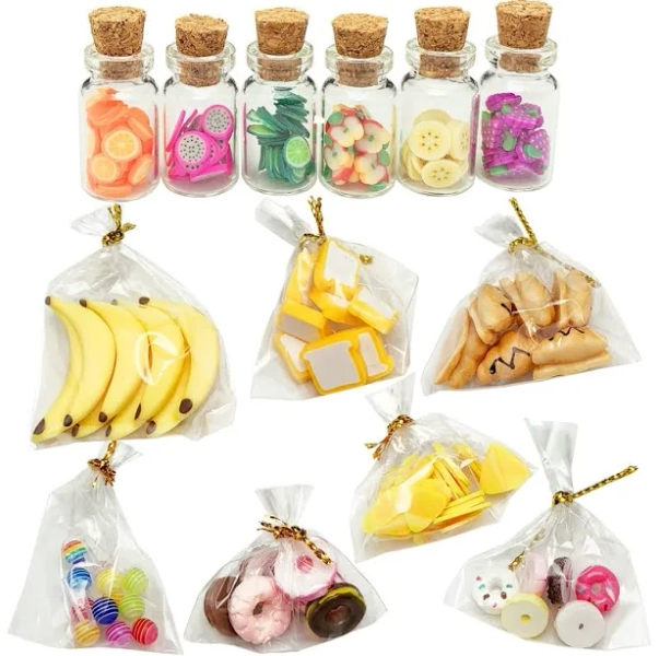 Prettylife 13 Packs Cute Miniature Dollhouse Food Lollipop Toast Cheese Bread Donut