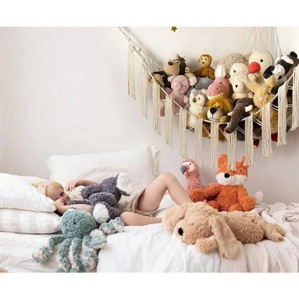 Stuffed Animal Storage Hammock Corner with Led Light