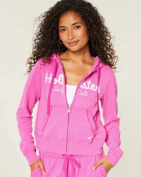 Hollister Women's Easy Zip-Up Logo Hoodie