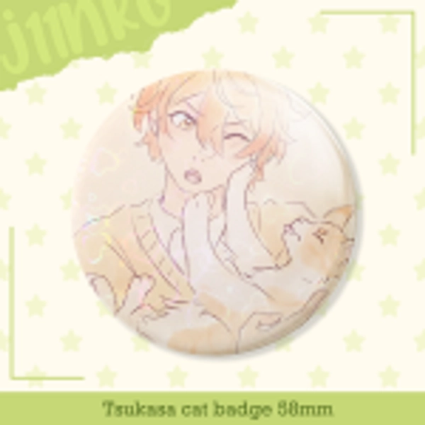 Tsukasa With Cat Round Badge (Button Pin) by j11nko - ACGGOODS