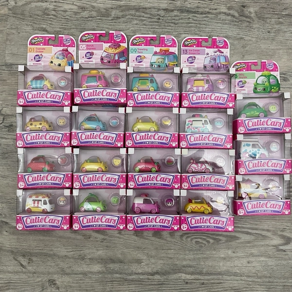 Lot Of 19 Shopkins Cutie Cars Cupcake Ice Cream Jelly Bean Hotdog Lollipop Taco