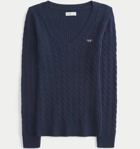 Icon Cable-Knit V-Neck Sweater