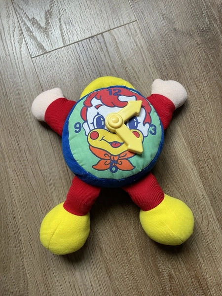 Vintage 1980's Jolly Toys Benjamin Baby Clock Plush - Plastic Moving Clock Hands