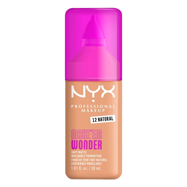NYX Professional Makeup Make 'EM Wonder, 24H Soft Matte Foundation Makeup, NATURAL 12 - Walmart.com