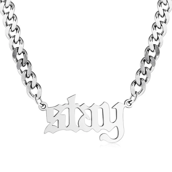 Stainless Steel Stay Hip Hop Pendant Necklace