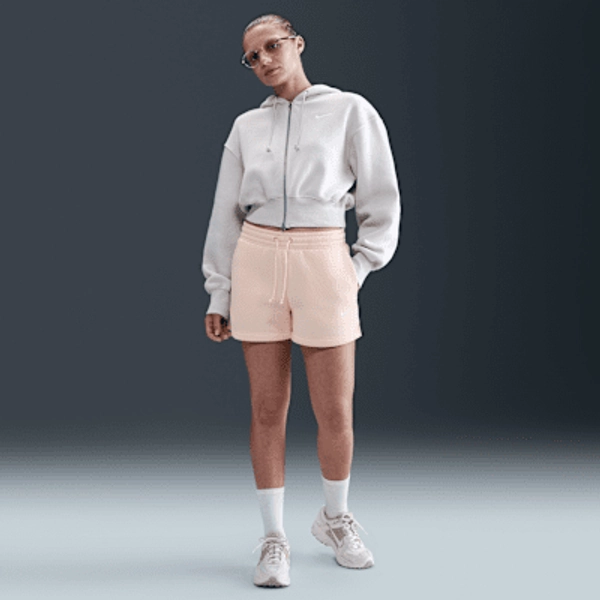 Nike Sportswear Phoenix Fleece Women's Mid-Rise 4" Shorts - Washed Coral/Sail - Size S
