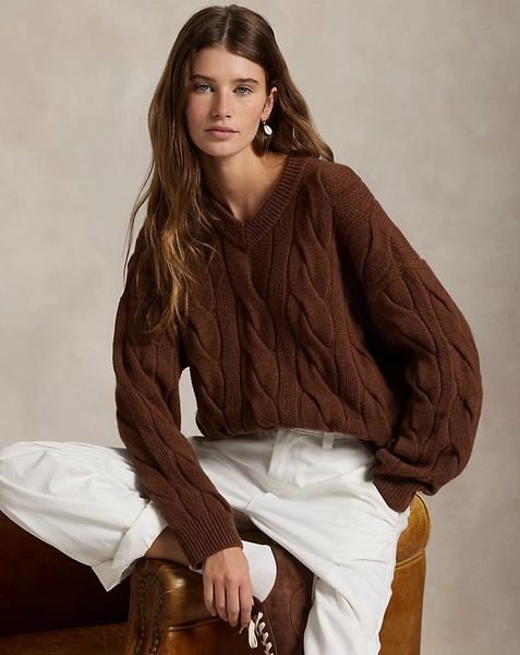 Pull col en V torsadé laine-cachemire