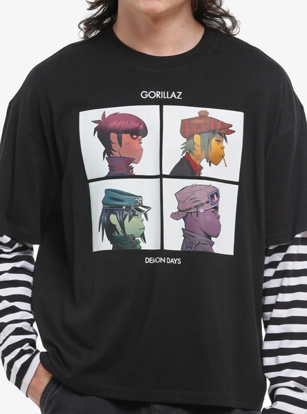 Gorillaz Demon Days Stripe Twofer Long-Sleeve T-Shirt