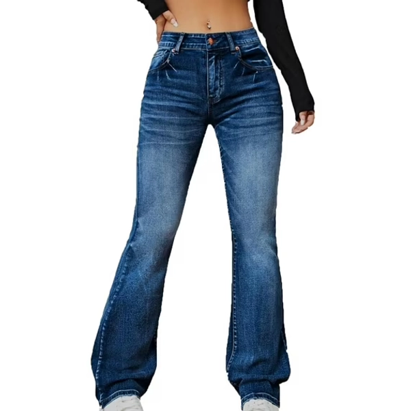 LMOIPLI Women's Lightweight Long Pants Vintage Denim Pants Denim Pants Plain Color Elastic High Waist Fashion Summer Clothes Slim Sports Jogger Dark Blue M