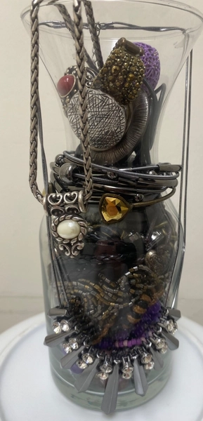 Packed Jar Gothic Theme Mystery Jewelry Jar - Purple and Black  - All Wearable!