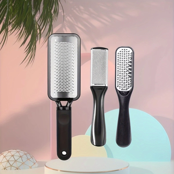 3-Piece Professional Foot Care Kit - Large Stainless Steel Foot Files - Waterproof, Washable, Reusable - Dual Sided Pedicure Tools for Dead Skin Callus Removal - Unscented - Perfect for Home & Travel