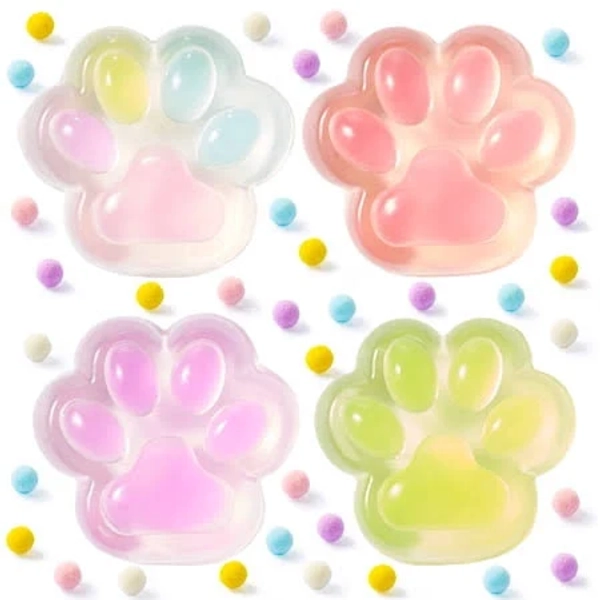 Joyfy 4Pcs Taba Squishy Cat Paw Squeeze Fidget Toys