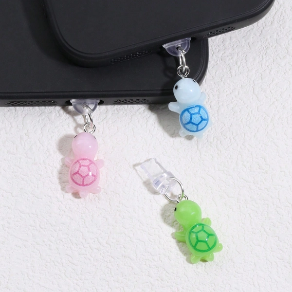 1pc Mini Turtle Port Plug Compatible for iPhone & Type-C Ports - Cute Turtle-Shaped Dust Stopper, Charging Connector Charm, Phone Accessory (DIY Hanging Pendant)