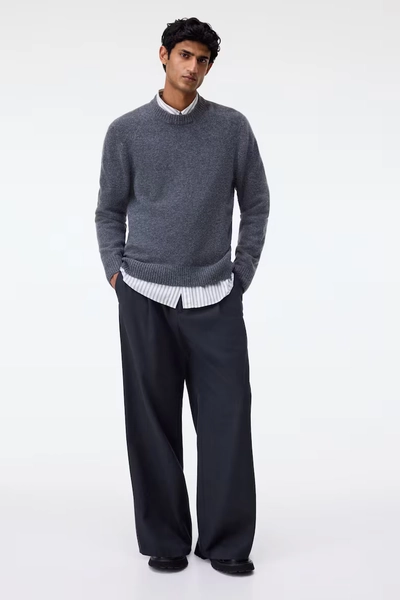 Regular-Fit Brushed Sweater - Dark gray