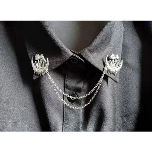 Mushroom collar pin with chain toadstool shirt brooch wiccan jewelry pagan jewellery fungi moon phase crescent moon fairycore fairy enchant