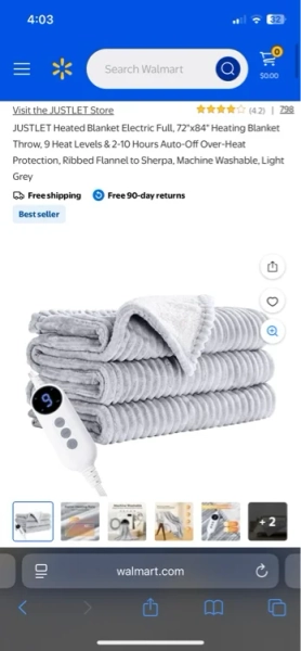 Heated blanket-Walmart 