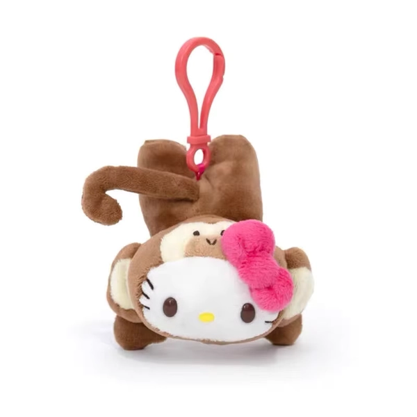 Kawaii Cartoon Hello Kitty Monkey Plush Toys Keychain Cute Girl Heart Backpack Pendant Doll Friends Birthday Gift Accessories