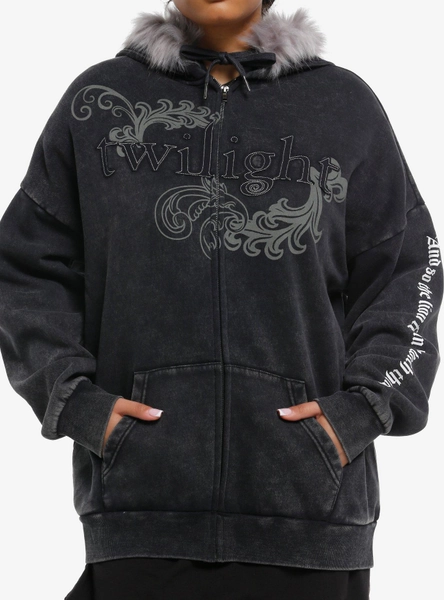 The Twilight Saga Filigree Fuzzy Hood Girls Oversized Hoodie