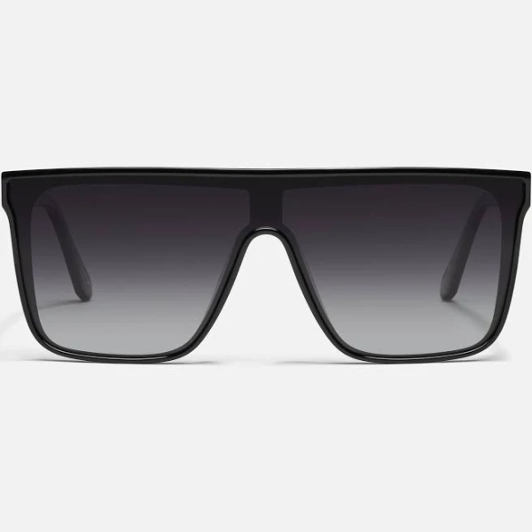 Nightfall Medium Shield Womens/Mens Sunglasses (Black Frame/Smoke Lens) | Oversized | Universal Nose Pads | Flush Lens | Quay