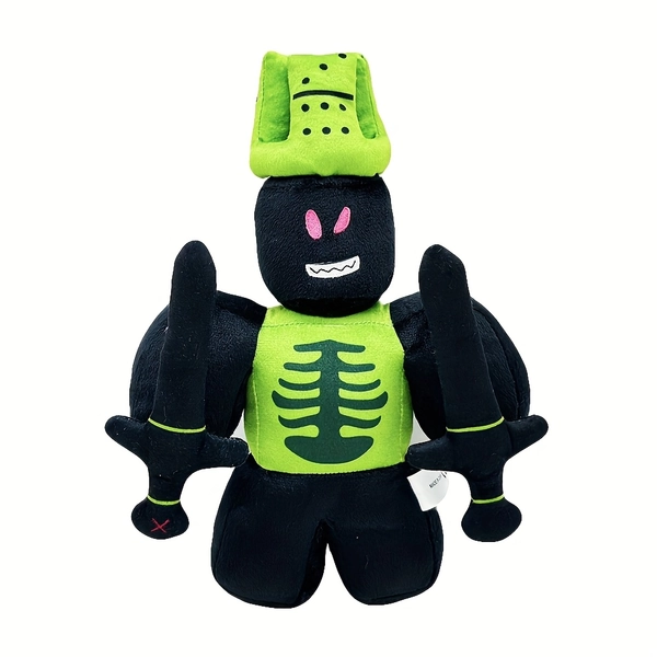 28cm/11in Large Gothic Knight Plush Toy - Cute Spooky Black & Green Stuffed Animal with Sword Accessory, Expressive Eyes & Fluffy Outfit, Soft Durable Collectible Doll for Birthday/Holiday Gifts (Halloween, Christmas) - Charming Gothic Room Decor